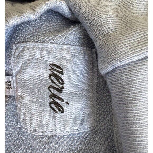 Aerie Blue Light Weight Fleece Pullover Hooded Sweatshirt Womens Size XXS - Picture 6 of 8